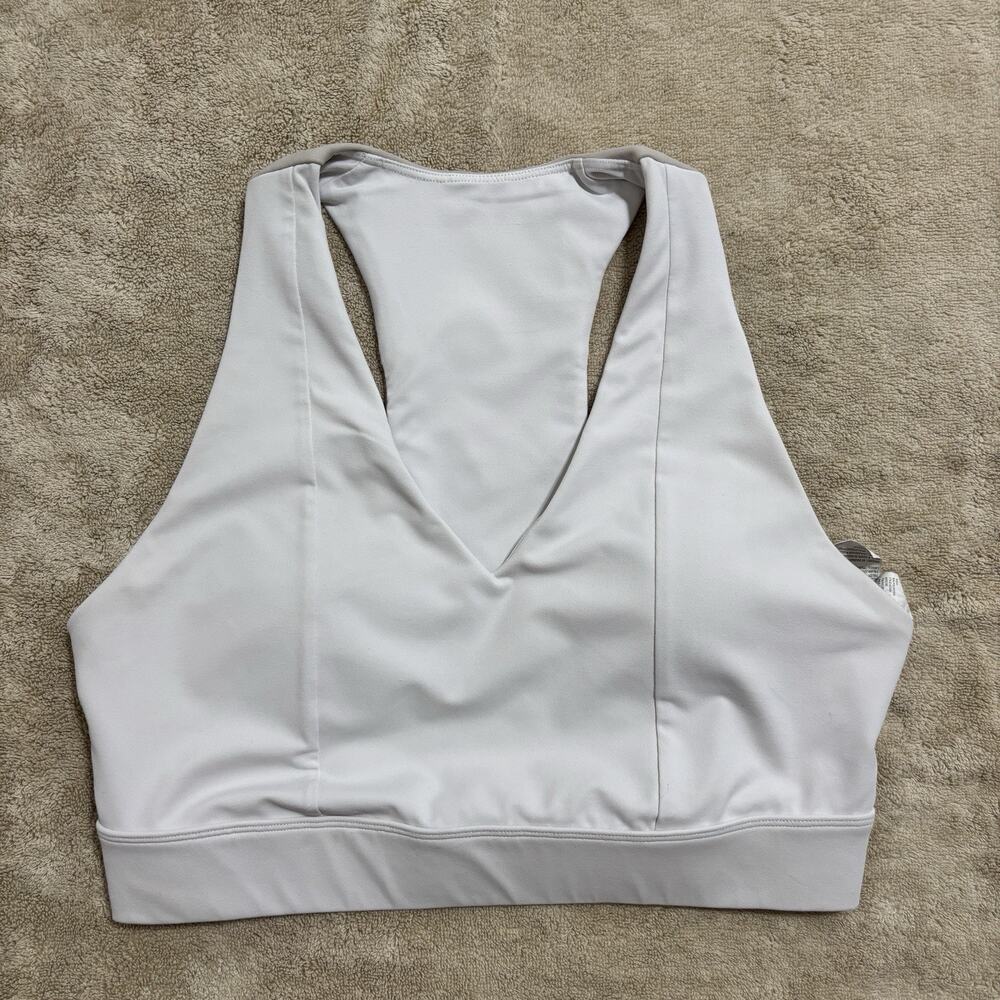 Fabletics White Athletic Bra Racerback Pocket Stretch Size L